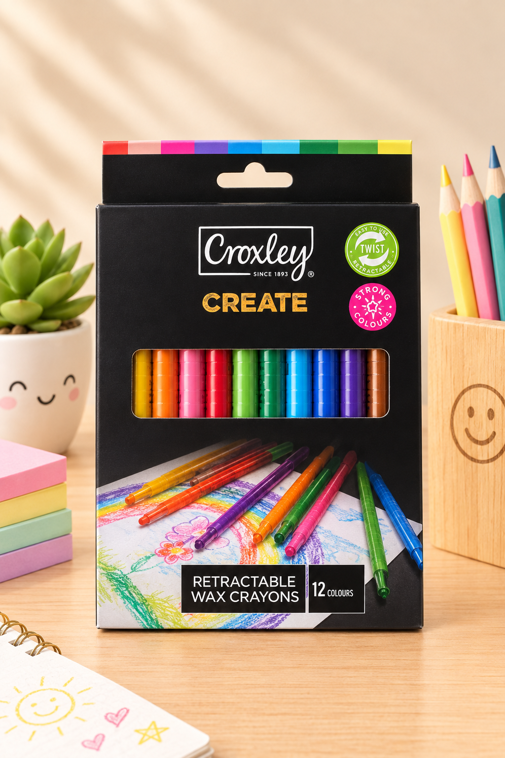 Croxley Create Retractable Wax Crayons – 12 Pieces