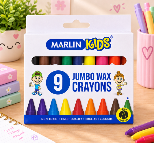 Marlin Kids - 9 Jumbo Wax Crayons
