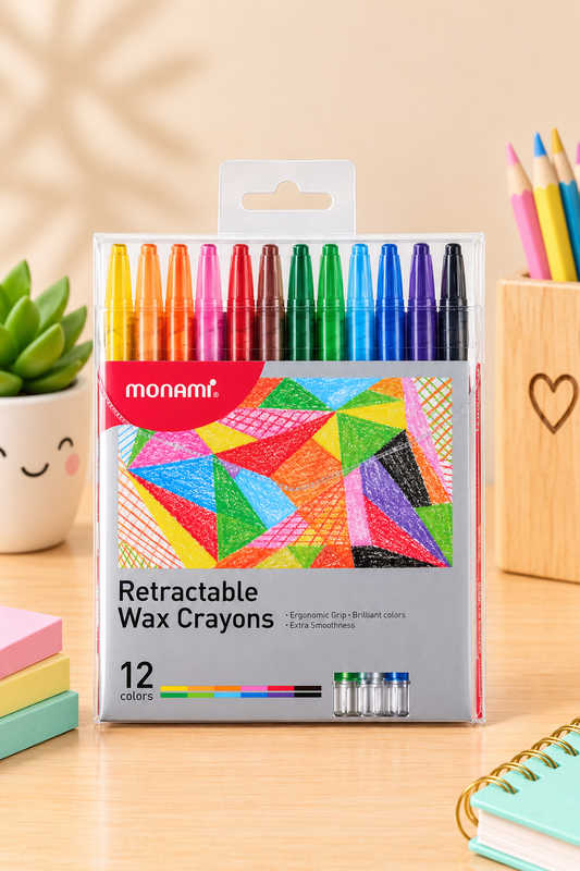 Monami | Retractable Wax Crayons – 12 Colours