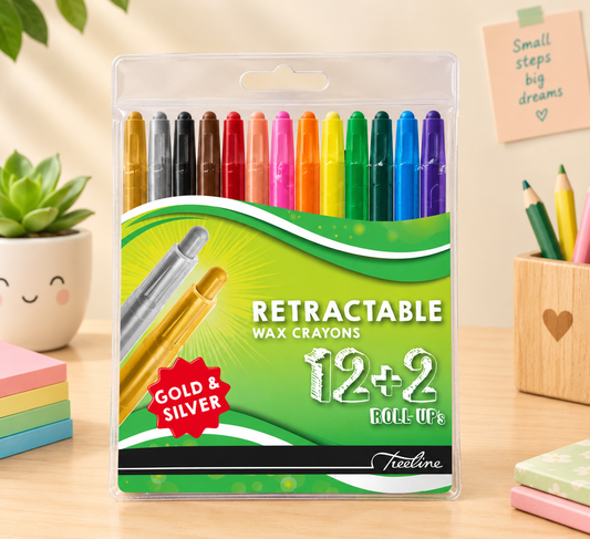 Treeline - Retractable Wax Crayons | 12 + 2 Roll-Ups