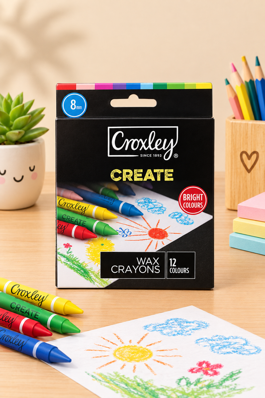 Croxley Wax Crayons – 12 Pieces | Bright Colours
